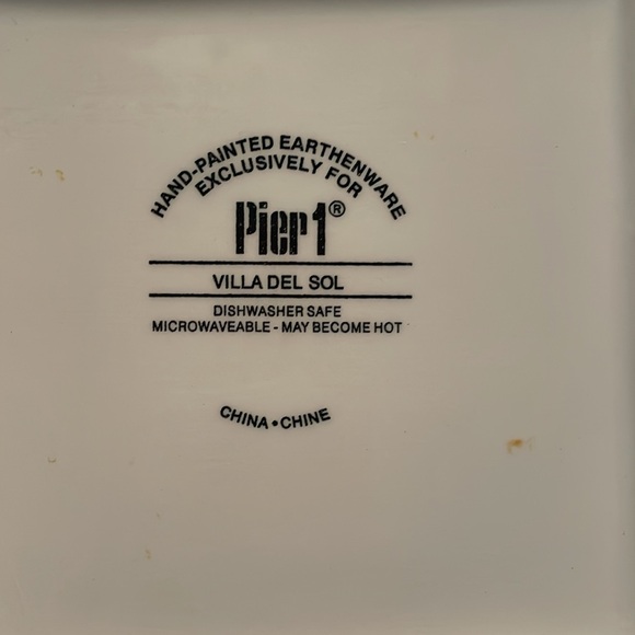 Pier 1 Villa Del Sol Hand Painted Square Salad Plates Set of 3 - Picture 2 of 4